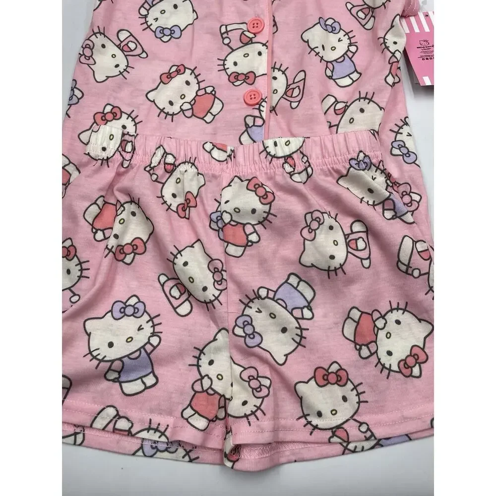 Hello Kitty 2-piece Pajama Set Size 5T Pink Short Sleeve Top & Shorts NEW W/ Tag